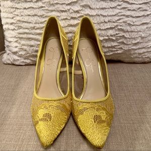 Yellow Jessica Simpson Floral Heels